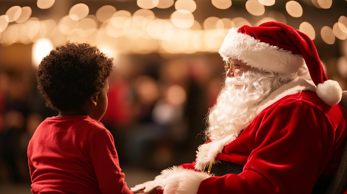 kid meeting Santa