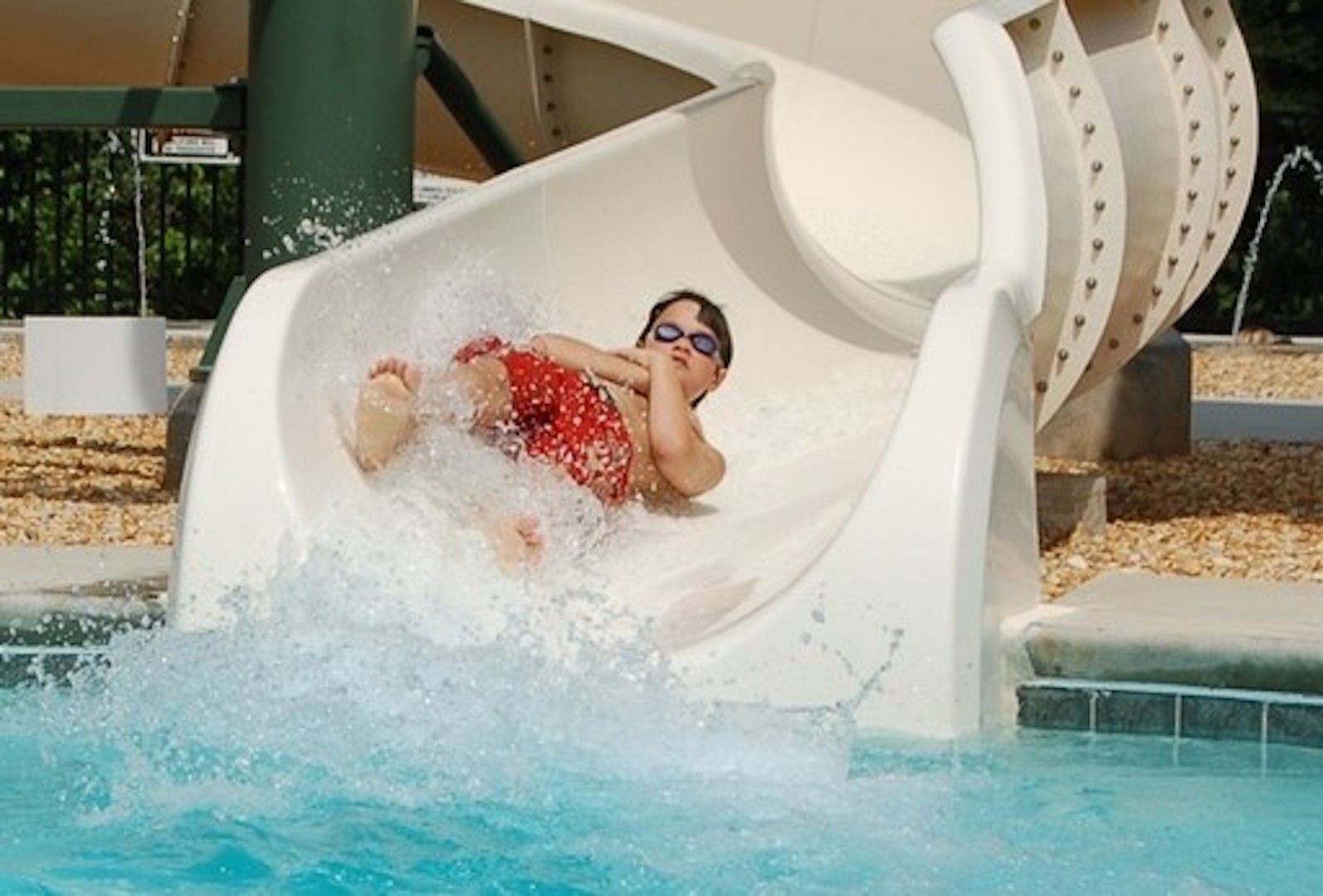 A child in a water slide