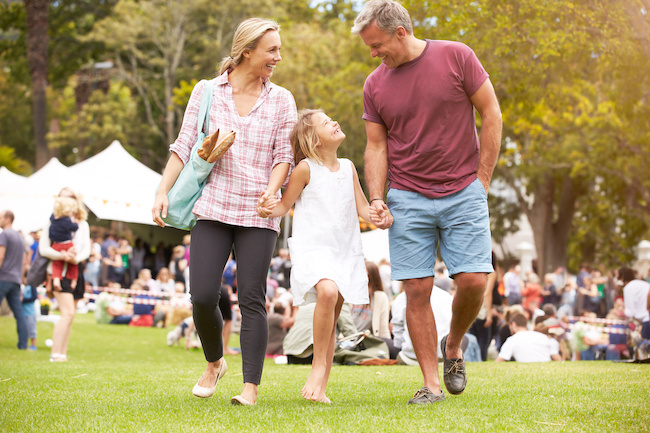 happy people at an outdoor event